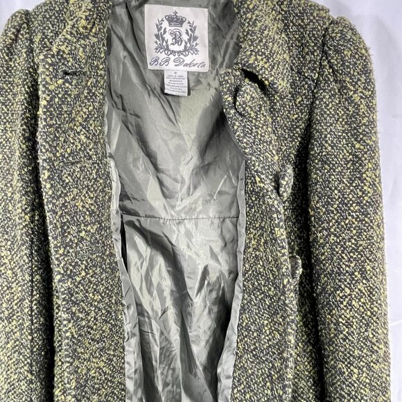 Vintage BB Dakota Cotton Blend Tweed Empire Waist Twee Coat Green Academia S - Picture 6 of 13